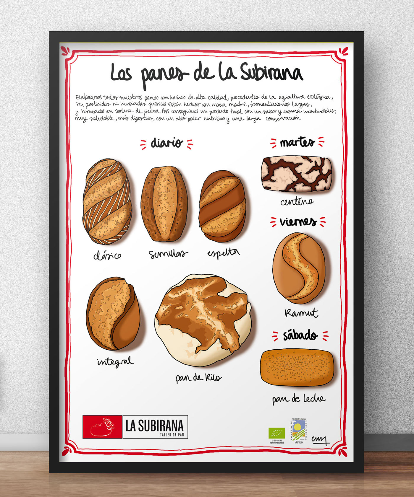 la subirana, murcia, bakery, panaderia, pan, ilustration, cayetana-mate